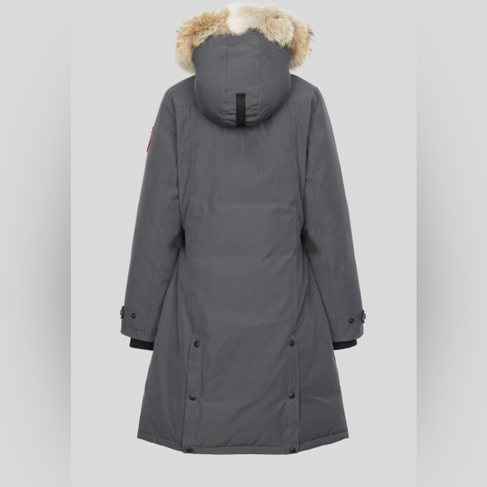 Women's Gray Parka with Fur Trim - Picture 3 of 16